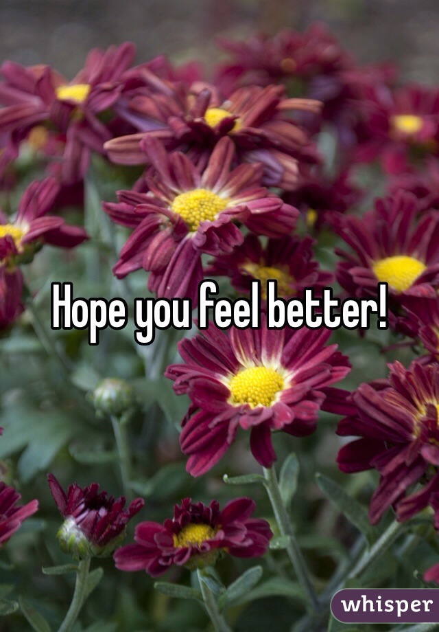 Hope you feel better!