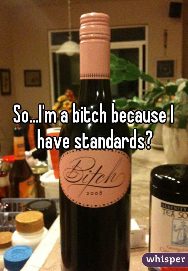 So...I'm a bitch because I have standards?