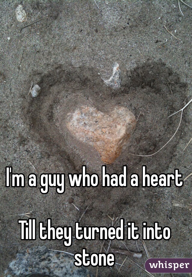 I'm a guy who had a heart

Till they turned it into stone 