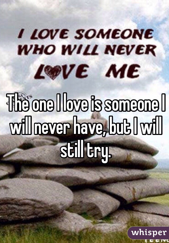 The one I love is someone I will never have, but I will still try.