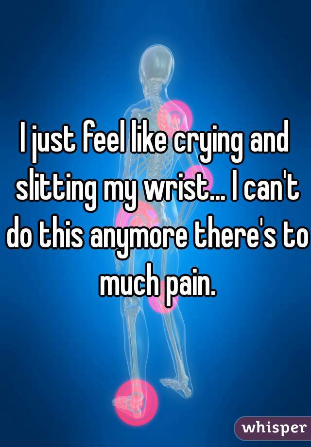 I just feel like crying and slitting my wrist... I can't do this anymore there's to much pain.
