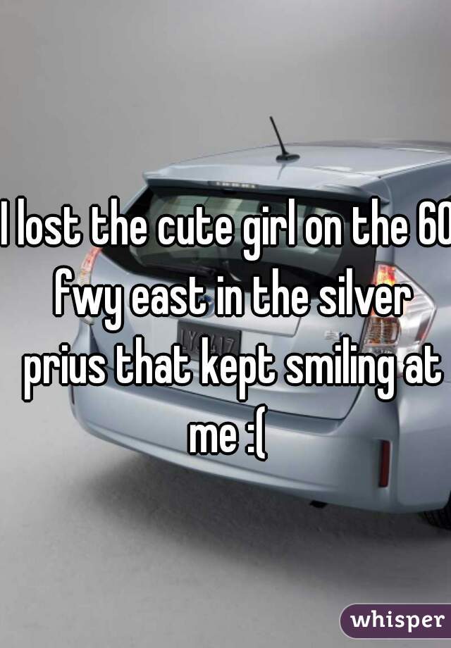 I lost the cute girl on the 60 fwy east in the silver prius that kept smiling at me :( 