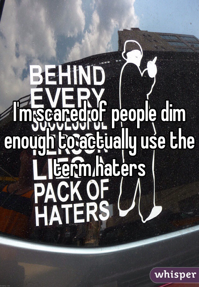 I'm scared of people dim enough to actually use the term haters