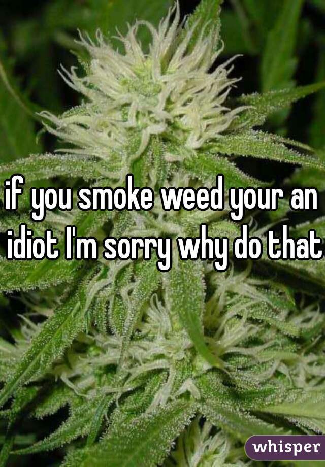 if you smoke weed your an idiot I'm sorry why do that