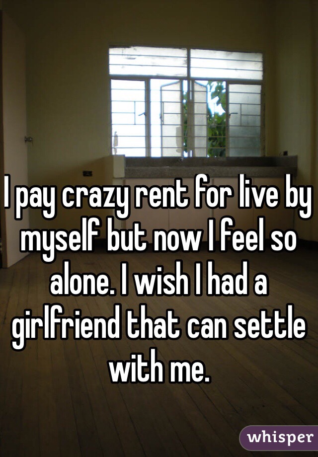 I pay crazy rent for live by myself but now I feel so alone. I wish I had a girlfriend that can settle with me.