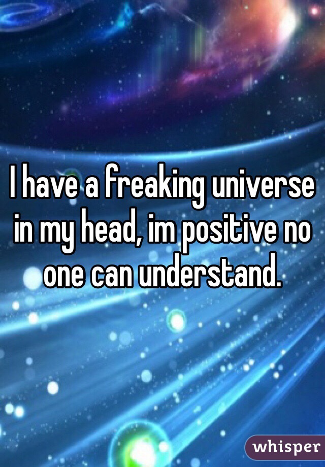 I have a freaking universe in my head, im positive no one can understand. 