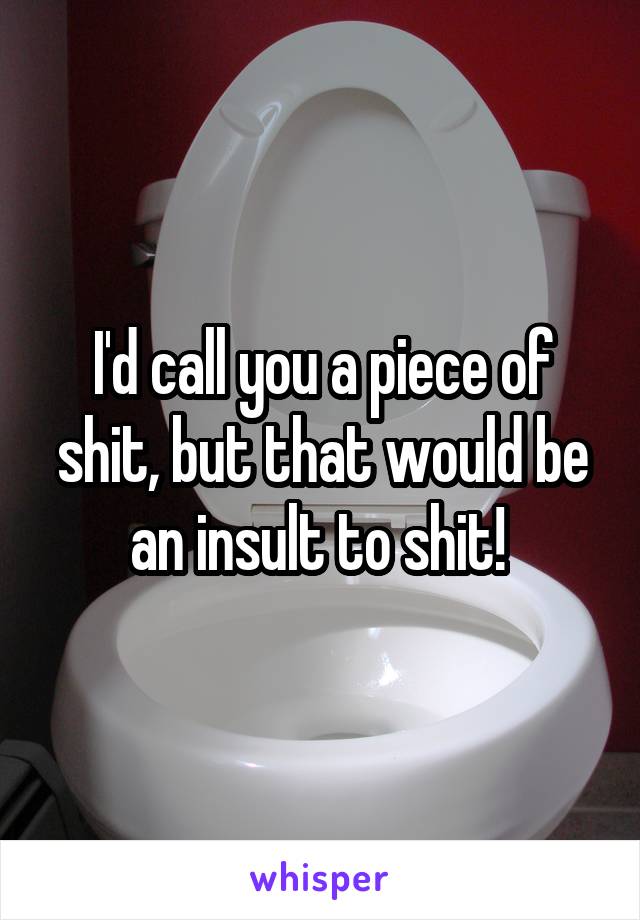 I'd call you a piece of shit, but that would be an insult to shit! 
