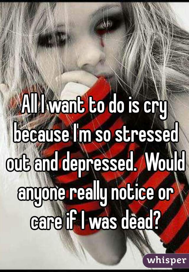 All I want to do is cry because I'm so stressed out and depressed.  Would anyone really notice or care if I was dead?