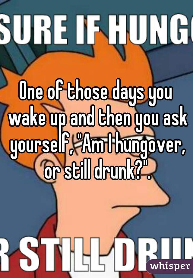 One of those days you wake up and then you ask yourself, "Am I hungover, or still drunk?".