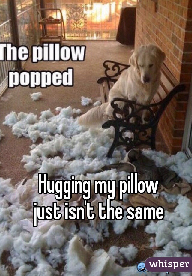 Hugging my pillow 
just isn't the same