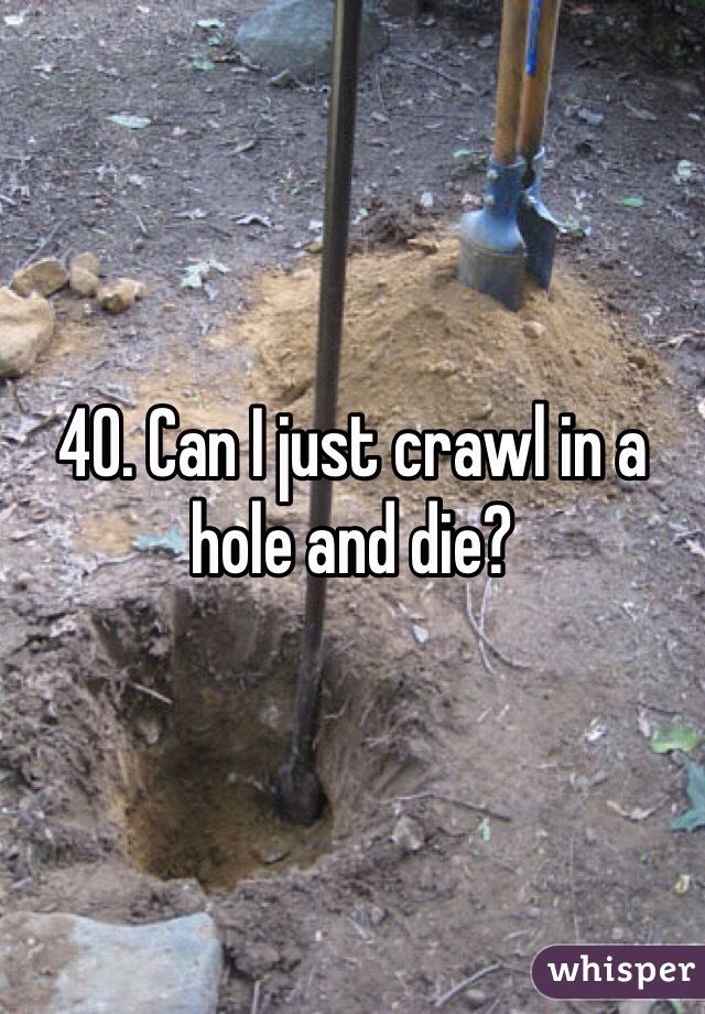 40. Can I just crawl in a hole and die?