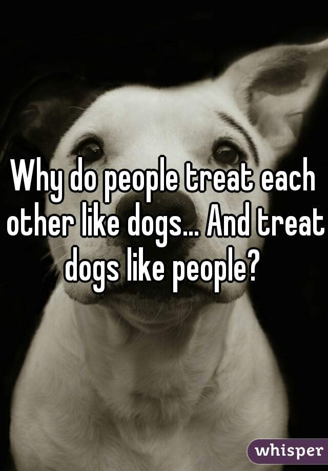 Why do people treat each other like dogs... And treat dogs like people? 