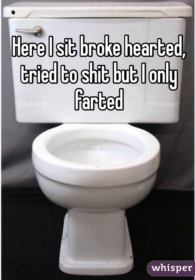 Here I sit broke hearted, tried to shit but I only farted 