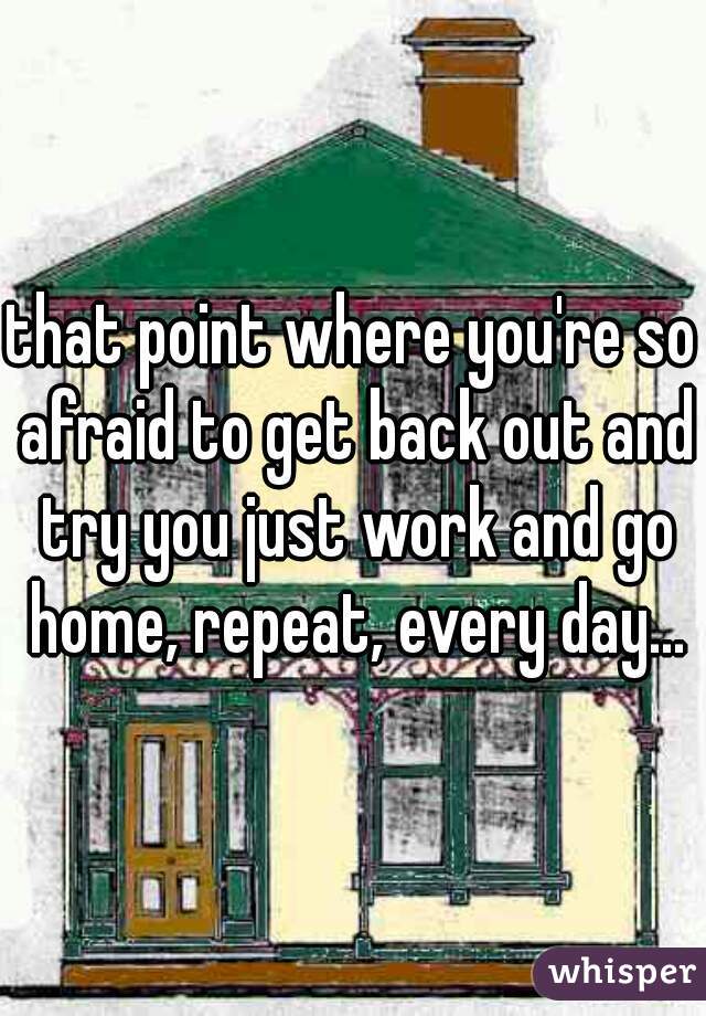 that point where you're so afraid to get back out and try you just work and go home, repeat, every day...