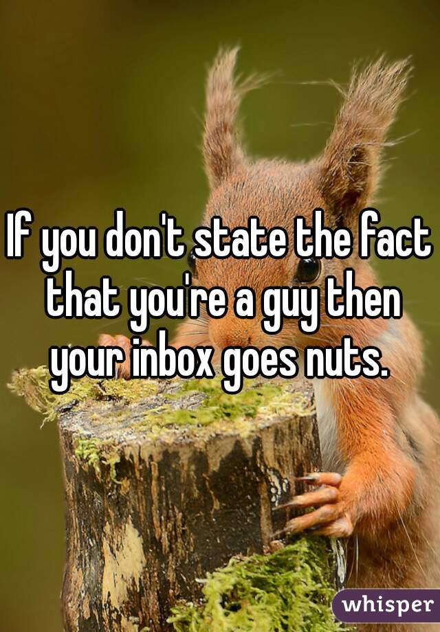 If you don't state the fact that you're a guy then your inbox goes nuts. 