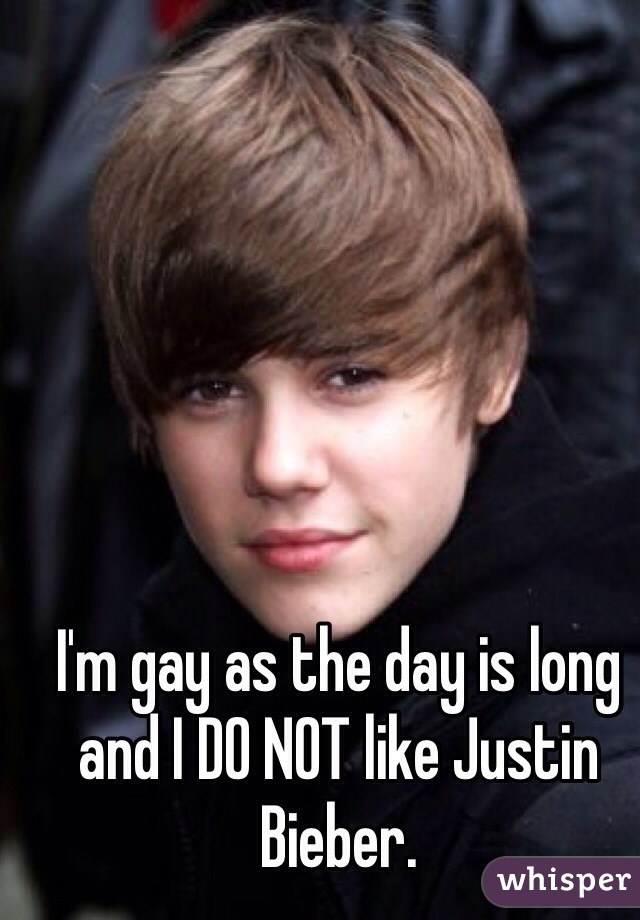 I'm gay as the day is long and I DO NOT like Justin Bieber. 