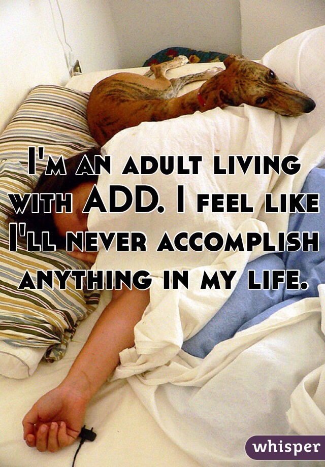 I'm an adult living with ADD. I feel like I'll never accomplish anything in my life. 