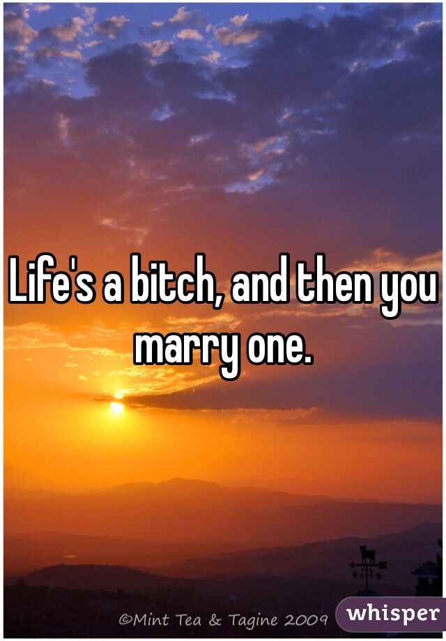 Life's a bitch, and then you marry one. 