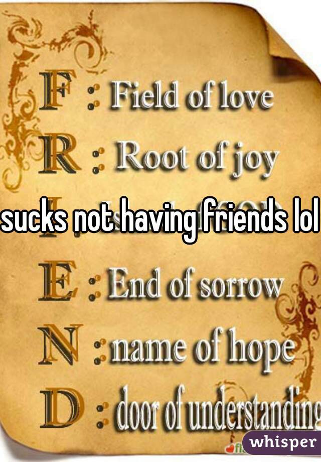 sucks not having friends lol