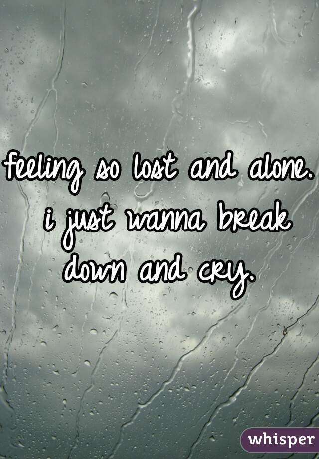 feeling so lost and alone. i just wanna break down and cry. 