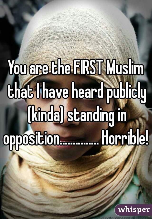 You are the FIRST Muslim that I have heard publicly (kinda) standing in opposition............... Horrible! 