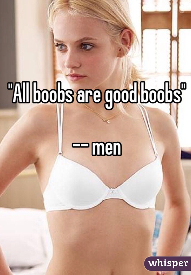 "All boobs are good boobs"

-- men