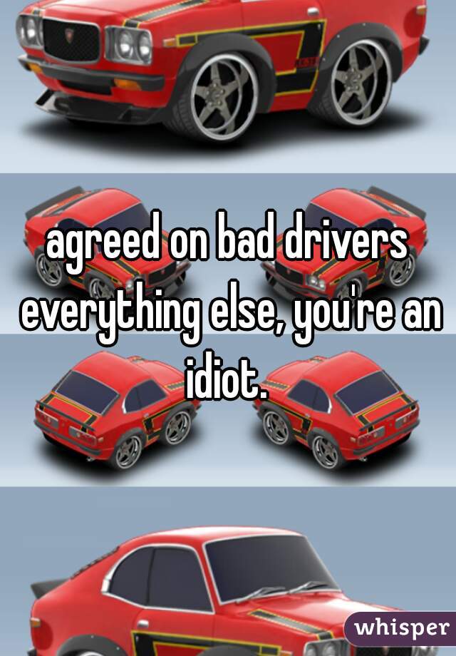 agreed on bad drivers everything else, you're an idiot. 