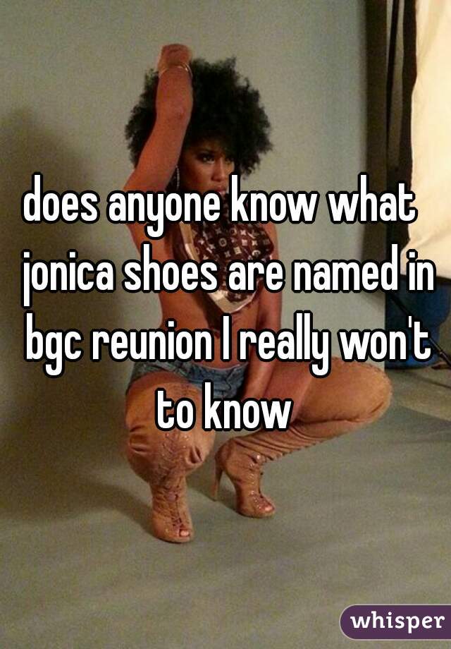 does anyone know what  jonica shoes are named in bgc reunion I really won't to know 