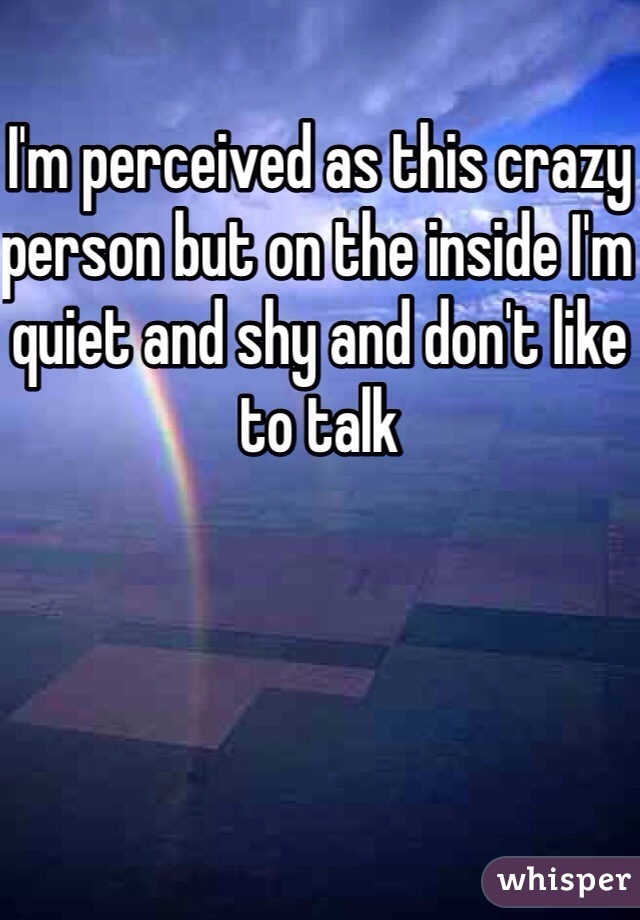 I'm perceived as this crazy person but on the inside I'm quiet and shy and don't like to talk