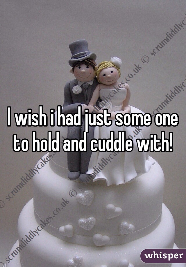 I wish i had just some one to hold and cuddle with!