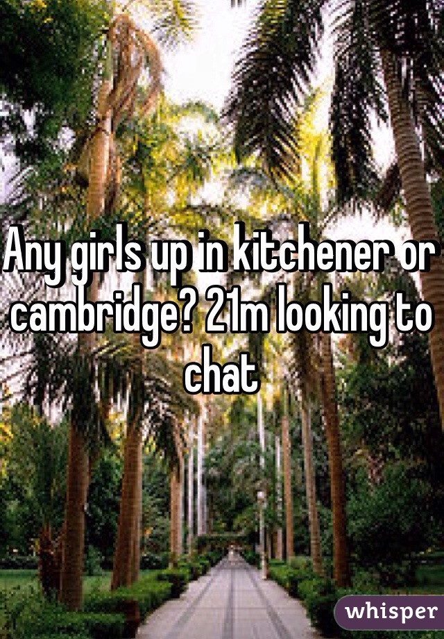 Any girls up in kitchener or cambridge? 21m looking to chat