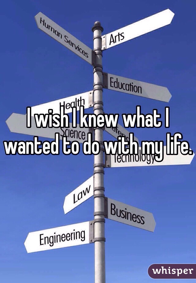 I wish I knew what I wanted to do with my life. 