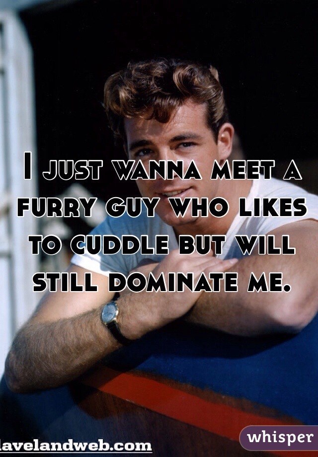 I just wanna meet a furry guy who likes to cuddle but will still dominate me.