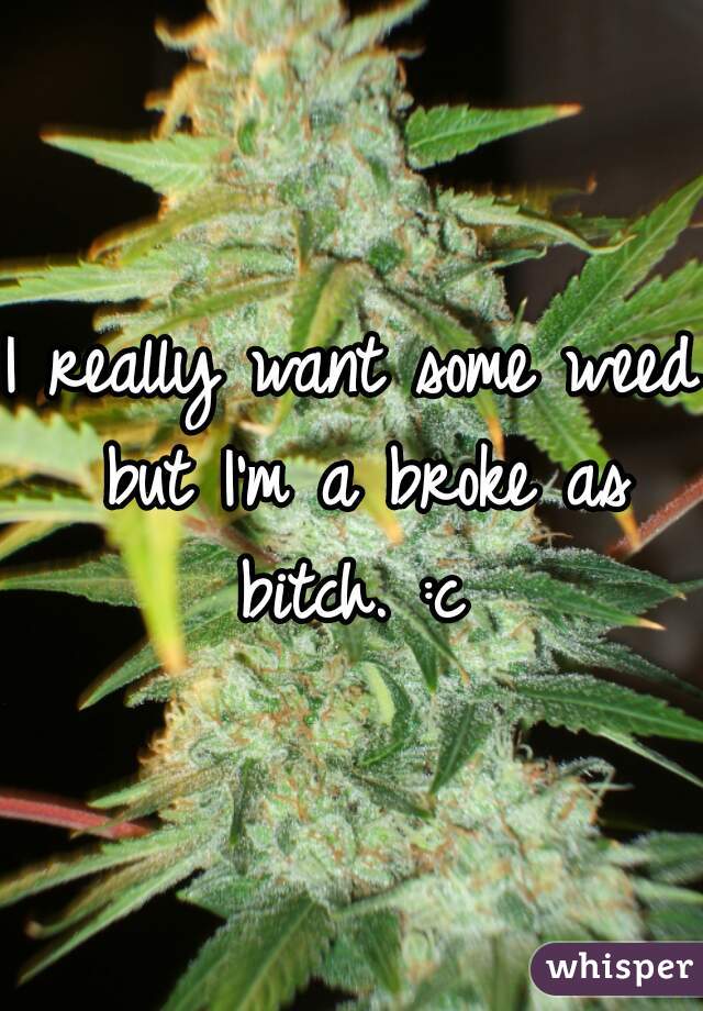 I really want some weed but I'm a broke as bitch. :c 