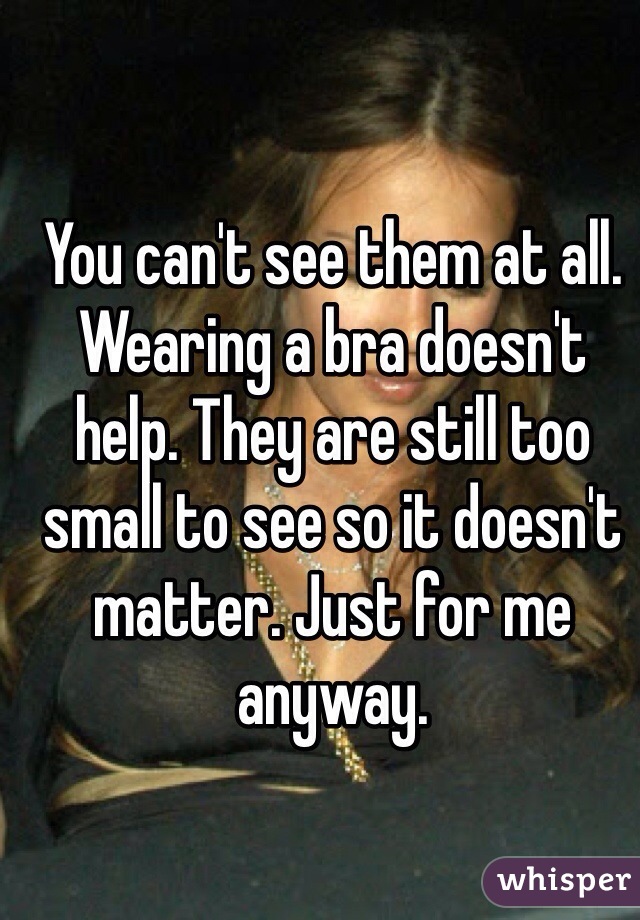 You can't see them at all. Wearing a bra doesn't help. They are still too small to see so it doesn't matter. Just for me anyway.