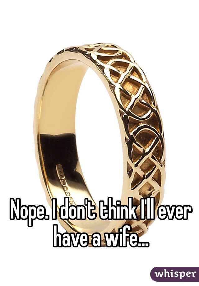 Nope. I don't think I'll ever have a wife...
