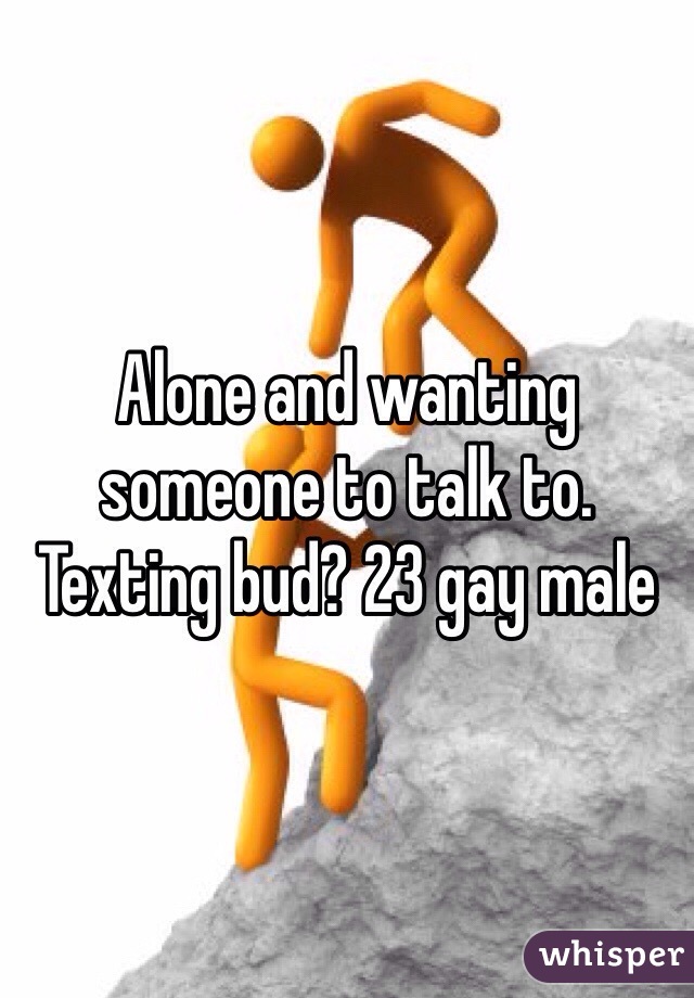 Alone and wanting someone to talk to. Texting bud? 23 gay male 