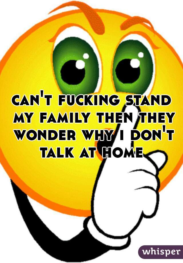 can't fucking stand my family then they wonder why i don't talk at home 
