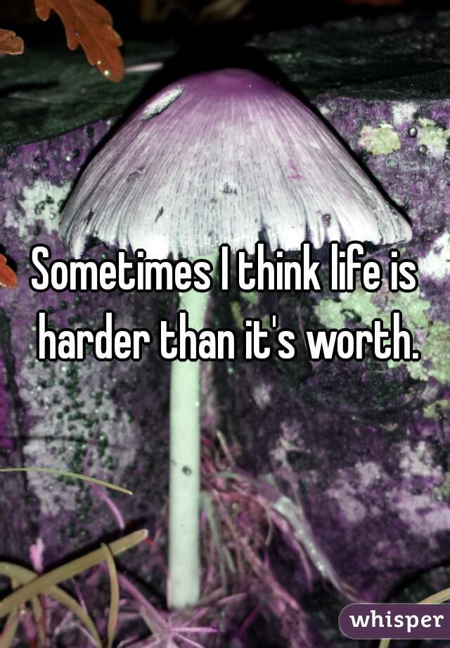Sometimes I think life is harder than it's worth.