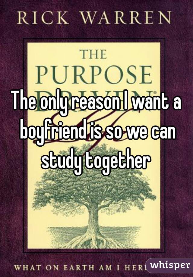 The only reason I want a boyfriend is so we can study together 