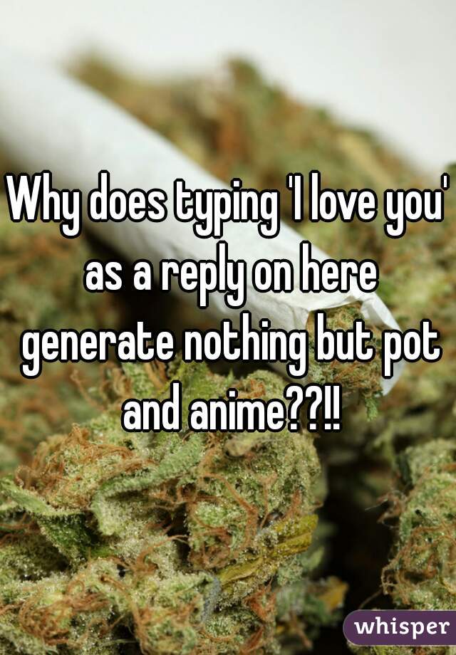 Why does typing 'I love you' as a reply on here generate nothing but pot and anime??!!