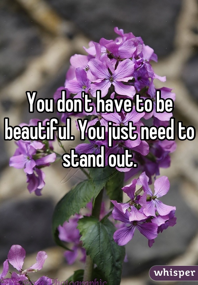 You don't have to be beautiful. You just need to stand out.