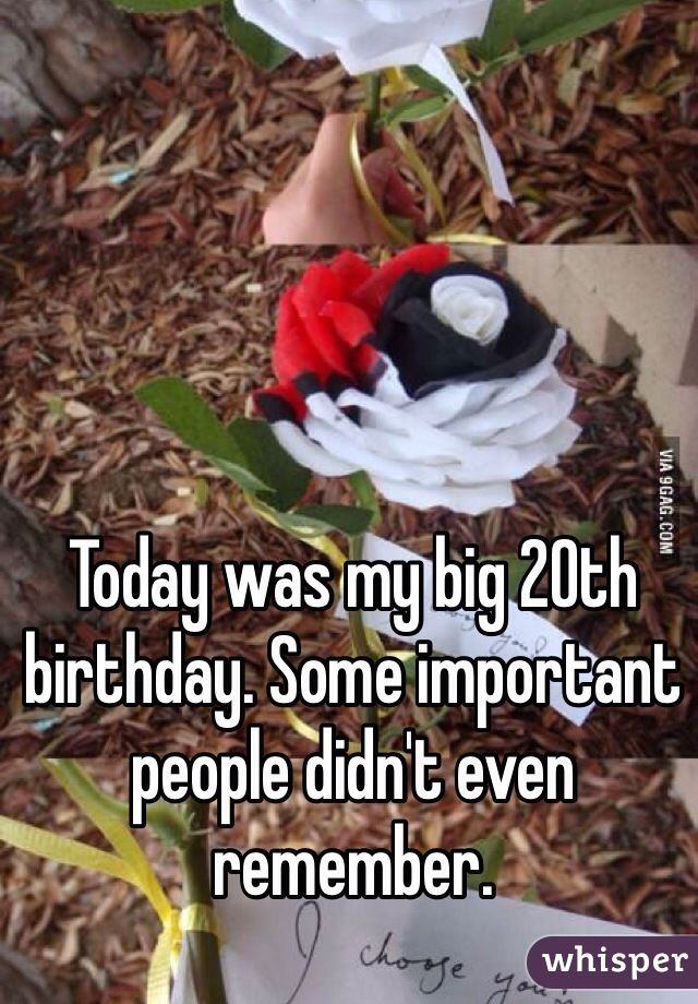 Today was my big 20th birthday. Some important people didn't even remember. 