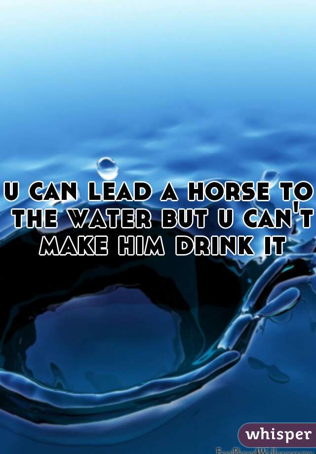 u can lead a horse to the water but u can't make him drink it