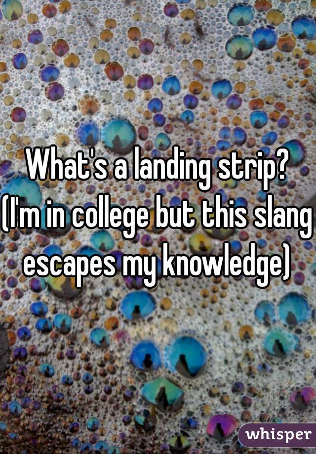 What's a landing strip?
(I'm in college but this slang escapes my knowledge) 