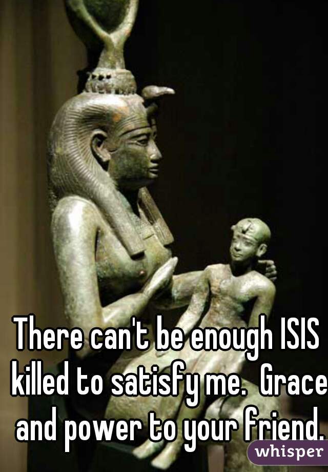 There can't be enough ISIS killed to satisfy me.  Grace and power to your friend.