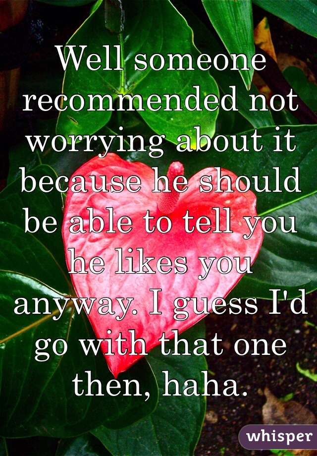 Well someone recommended not worrying about it because he should be able to tell you he likes you anyway. I guess I'd go with that one then, haha. 