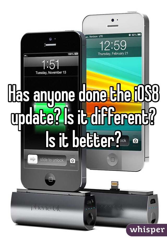 Has anyone done the iOS8 update? Is it different? 
Is it better?
