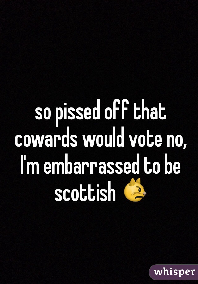 so pissed off that cowards would vote no, I'm embarrassed to be scottish ðŸ˜¾