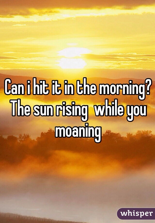 Can i hit it in the morning? The sun rising  while you moaning 